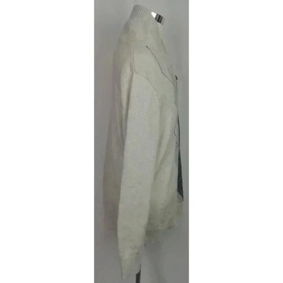 Tommy Hilfiger Mens Beige Green Diamond  Knit Shawl Neck Sweater Pullover XL - Picture 3 of 7